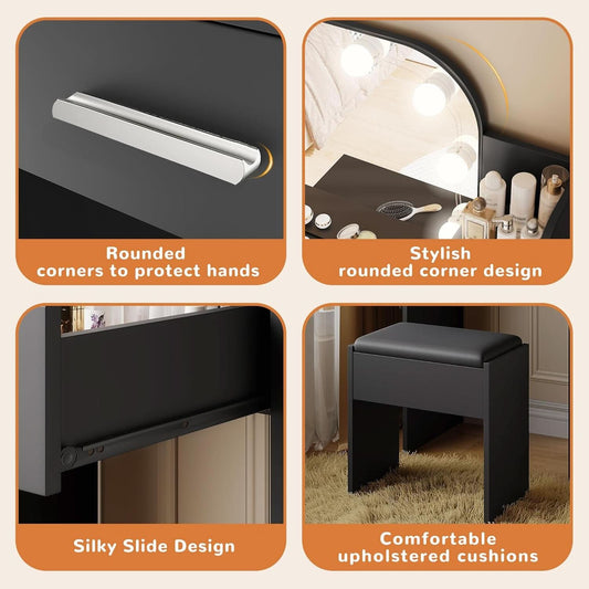 Makeup Vanity Desk With Adjustable Lighting Mirrors - mymaison