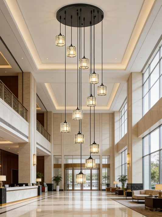 Matte Black Crystal Pendant Chandelier Lighting Fixture - mymaison