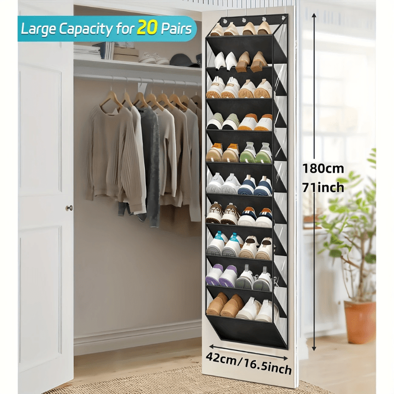 10-Tier Over-the-Door Foldable Shoe Organizer - mymaison