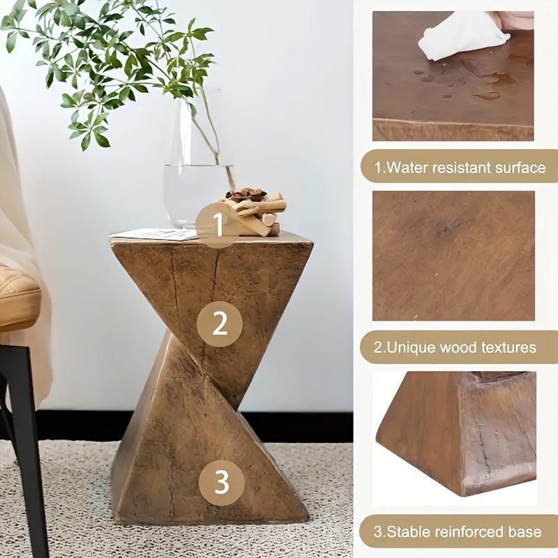 Concrete Side Table Faux Marble Pedestal Stand - mymaison