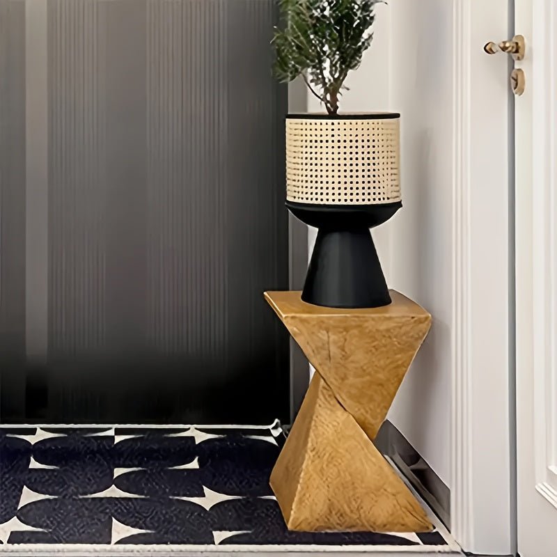 Concrete Side Table Faux Marble Pedestal Stand - mymaison