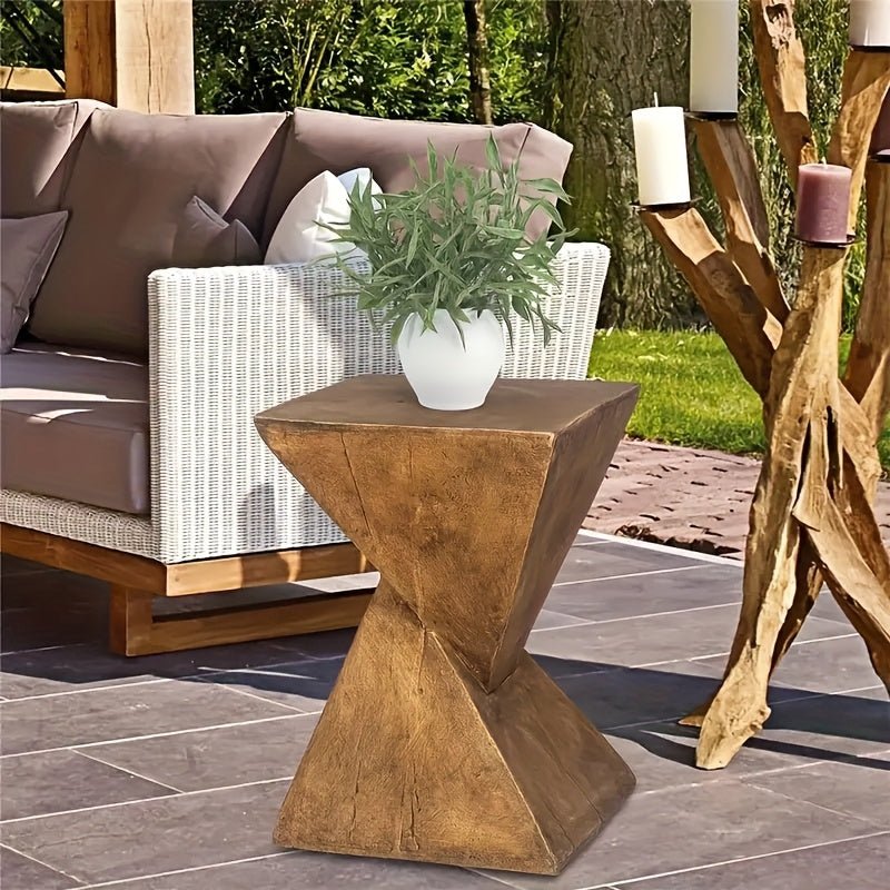 Concrete Side Table Faux Marble Pedestal Stand - mymaison
