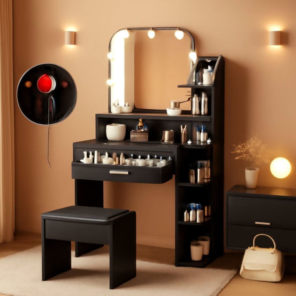 Makeup Vanity Desk With Adjustable Lighting Mirrors - mymaison