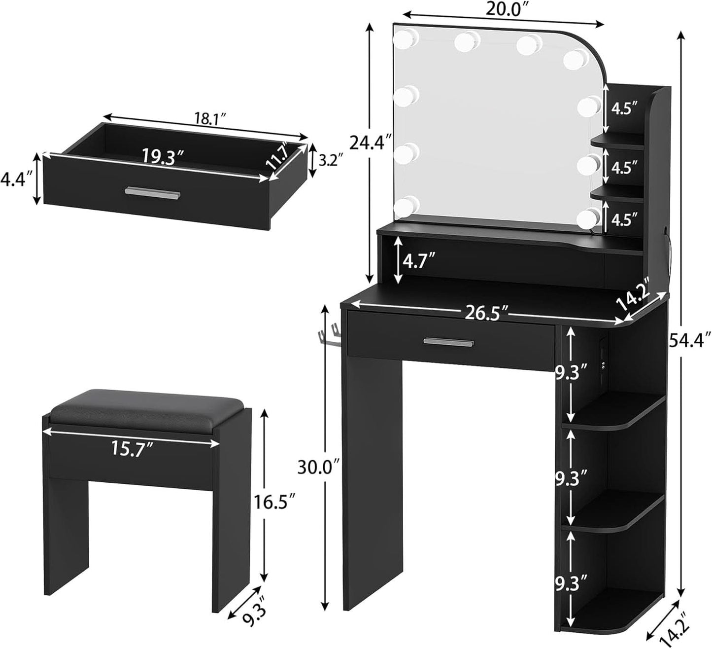 Makeup Vanity Desk With Adjustable Lighting Mirrors - mymaison