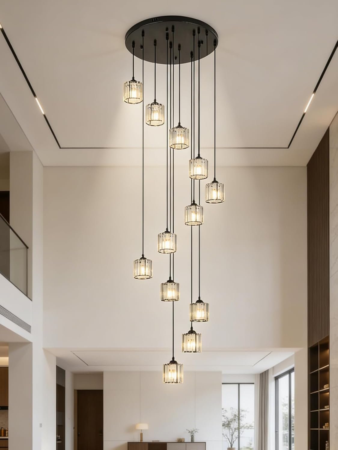 Matte Black Crystal Pendant Chandelier Lighting Fixture - mymaison