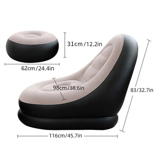 Portable Folding Inflatable Sofa - Lazy BeanBag Lounger for Living Room- Brown - mymaison
