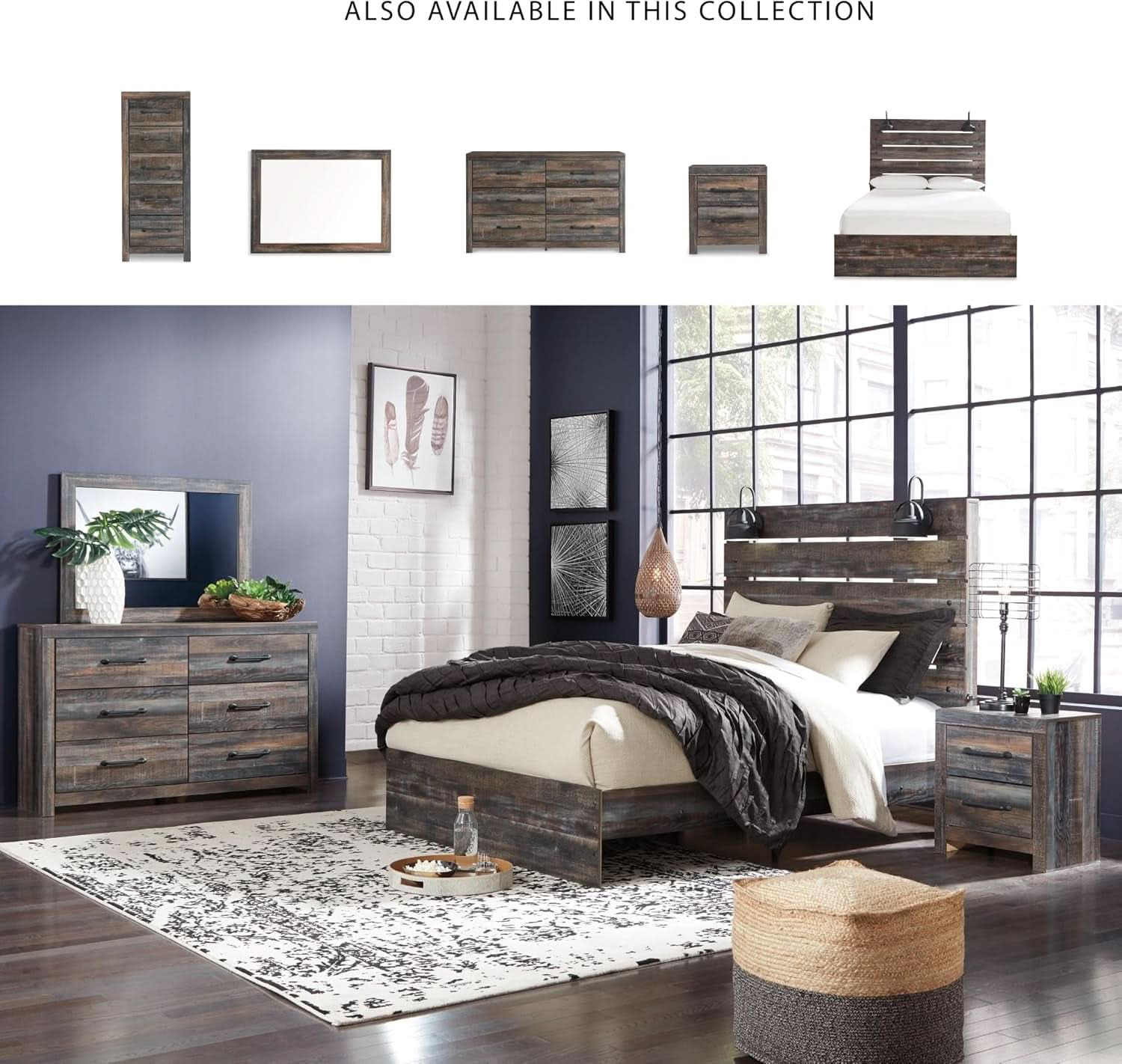Rusticated Six Drawer Dresser Weathered Brown Bedroom - mymaison