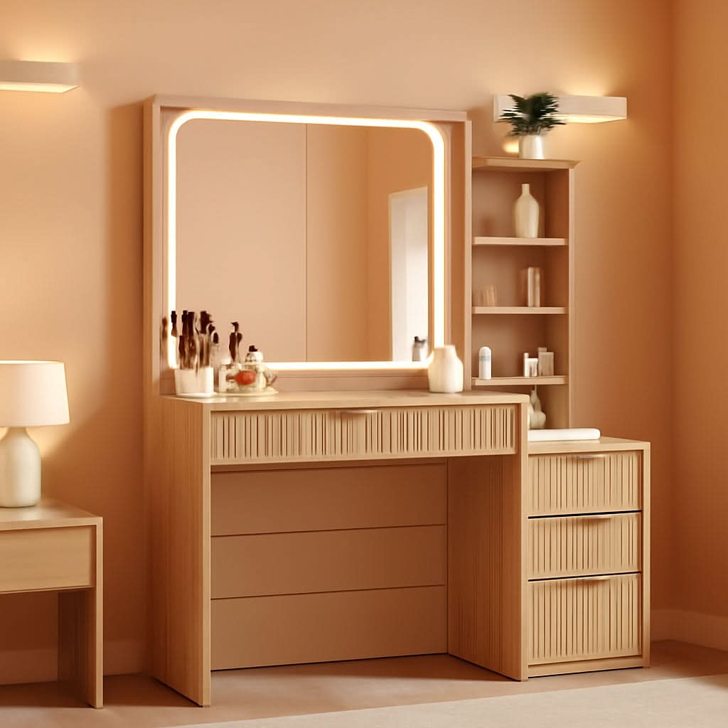 Vanity Desk With Mirror Illumination 43.5 Inch Bedroom - mymaison