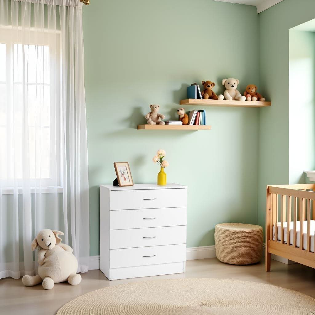White 4 Drawer Dresser Contemporary Bedroom Storage - mymaison