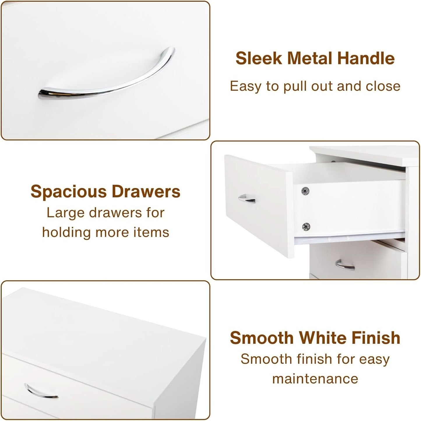 White 4 Drawer Dresser Contemporary Bedroom Storage - mymaison
