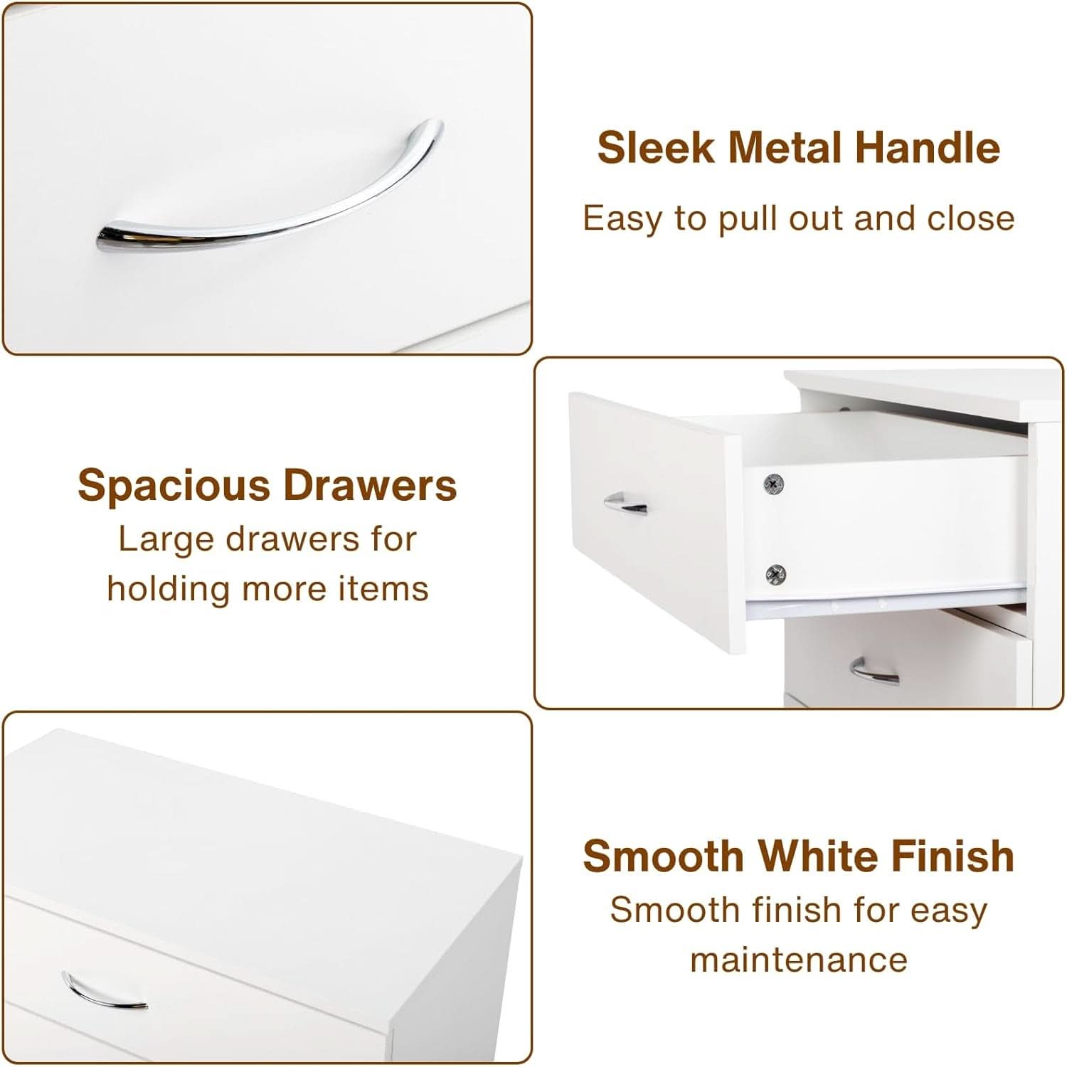 White 4 Drawer Dresser Contemporary Bedroom Storage - mymaison