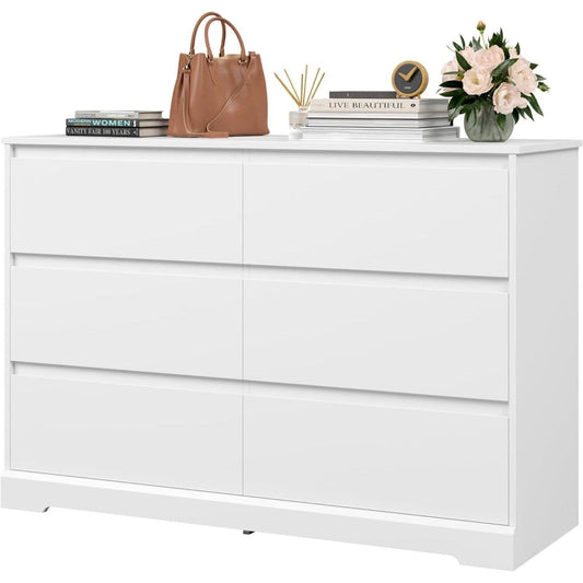 White Six Drawer Dresser For Bedroom Storage Solutions - mymaison