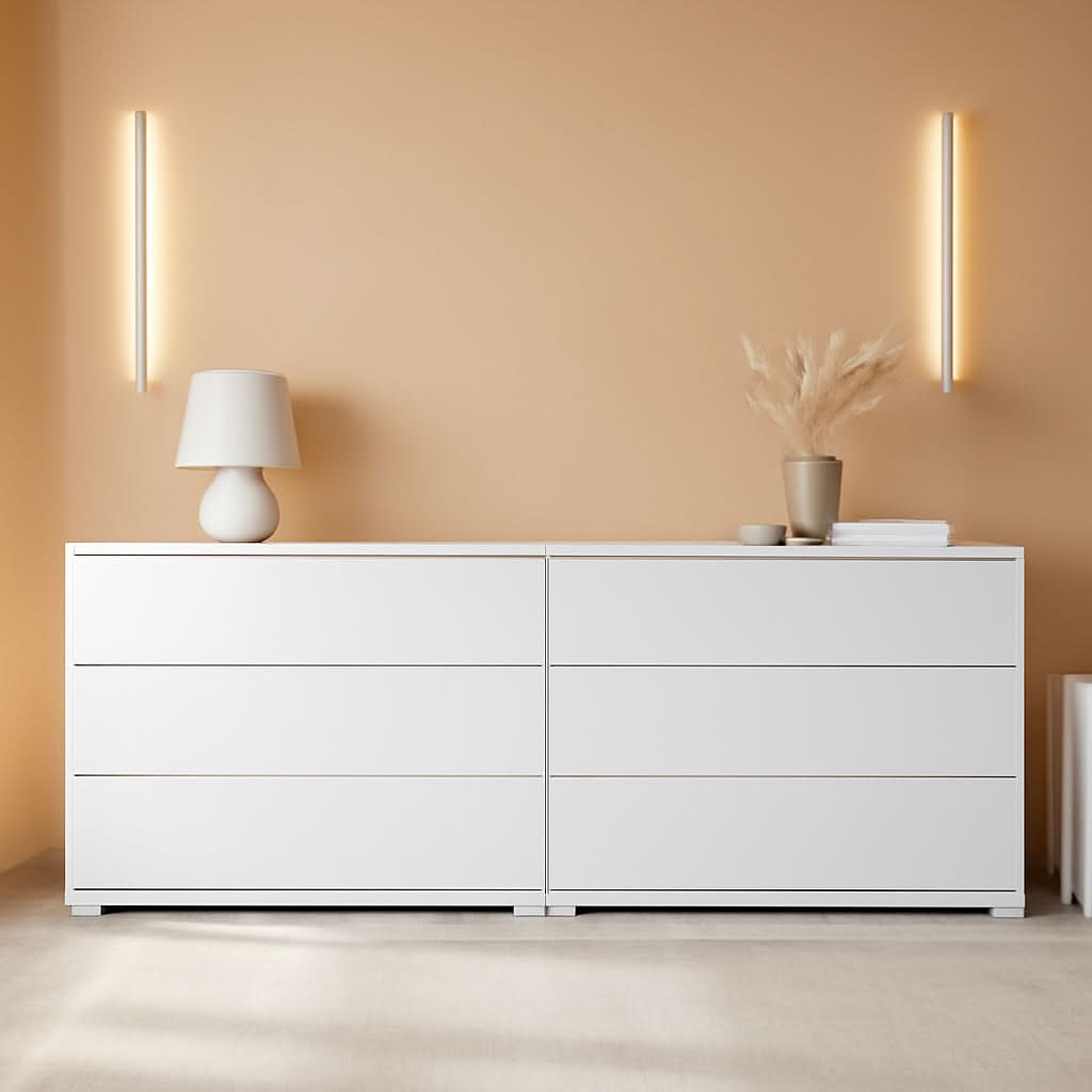 White Six Drawer Dresser For Bedroom Storage Solutions - mymaison